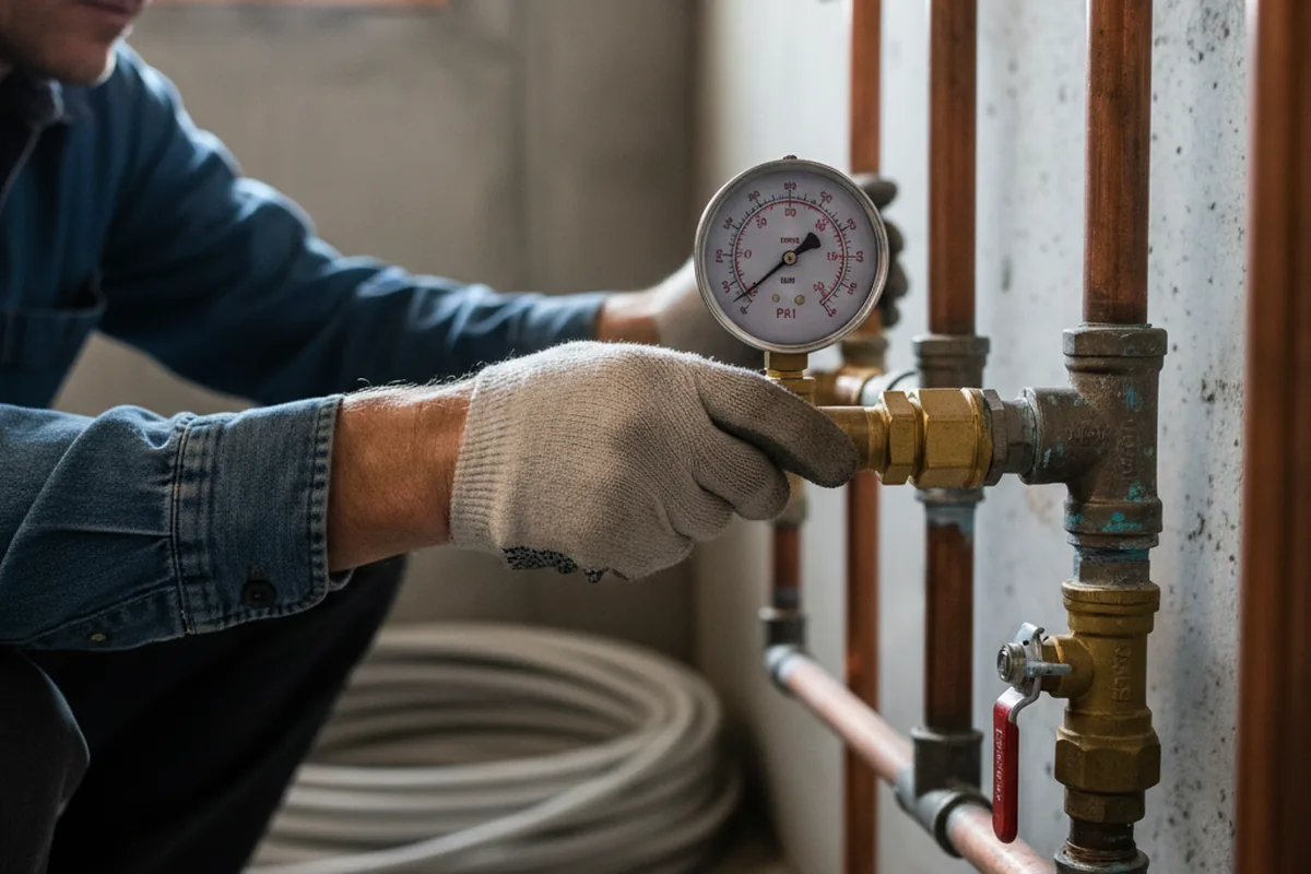 Pressure testing a repaired line during Water Line Repair in Dresden
